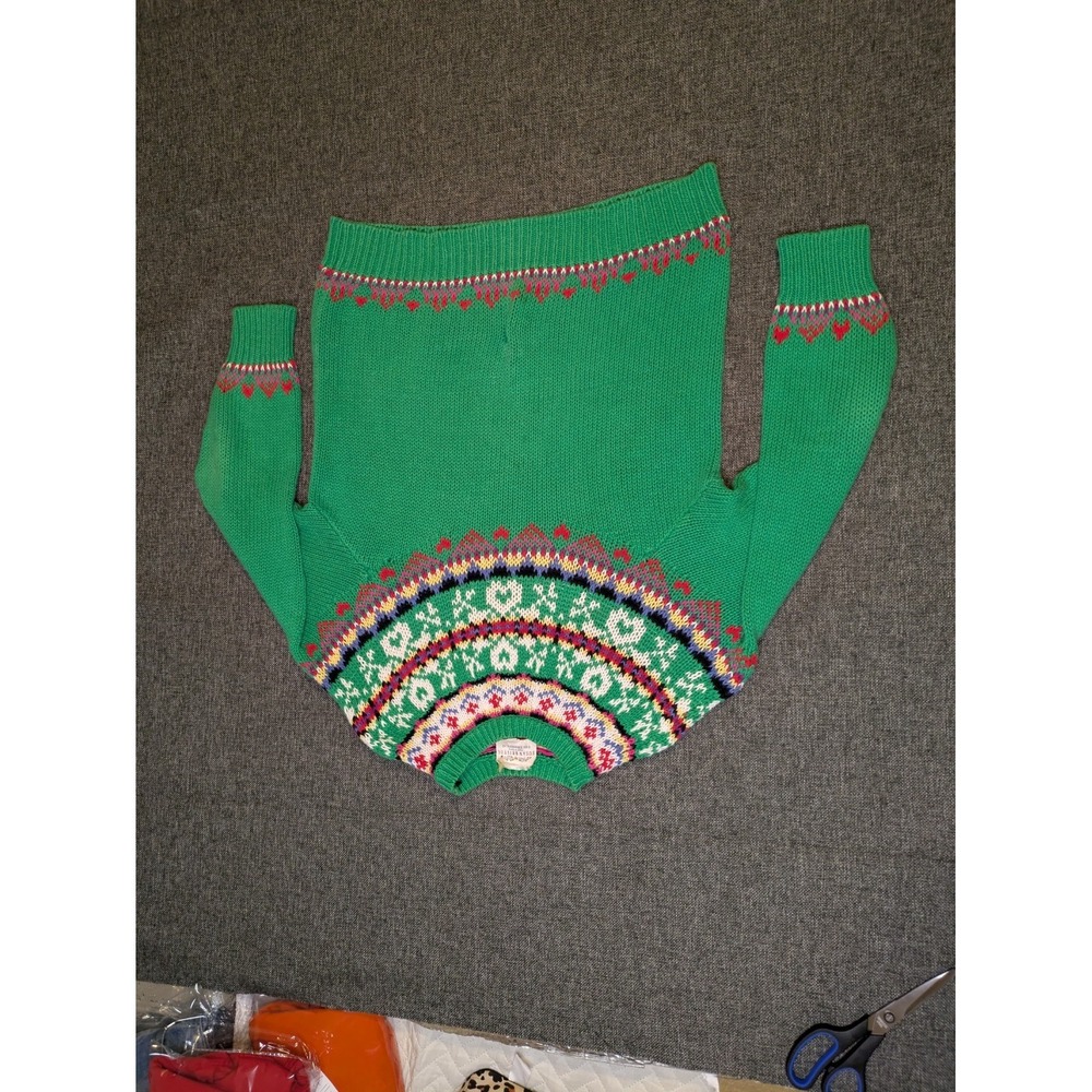 Vintage Susan Bristol Sweater Medium Green Festive Bohemian Knit‎ Sweatshirt - Picture 9 of 9